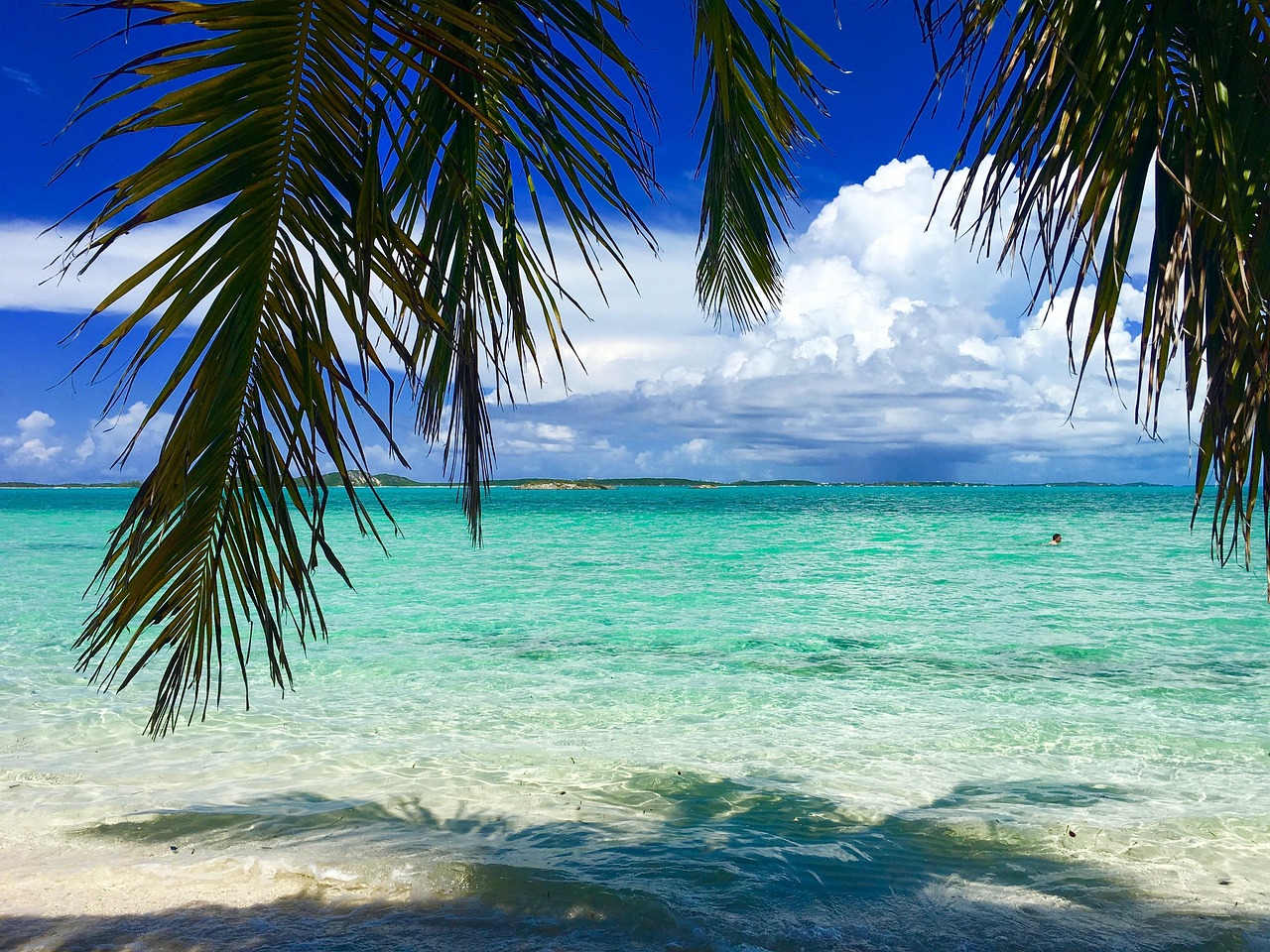 White sand and clear turquoise Caribbean water